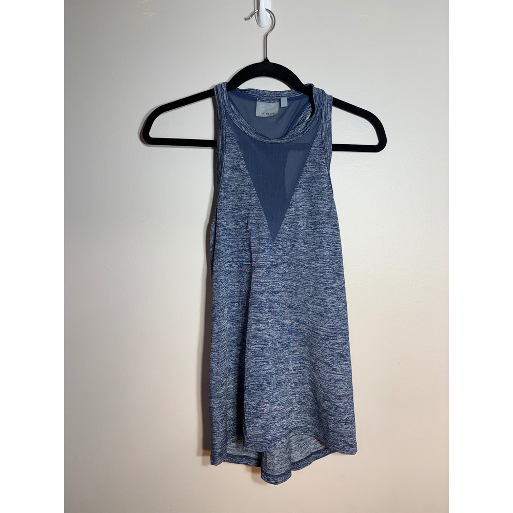 Athleta Blue Mesh Inset Racerback Tank Top Womens XS Athletic Workout Activewear